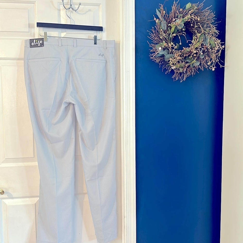 NWT Men’s Sligo Gray & White Polyester & Spandex Flat Front Golf Pants Sz 38 - Picture 5 of 10